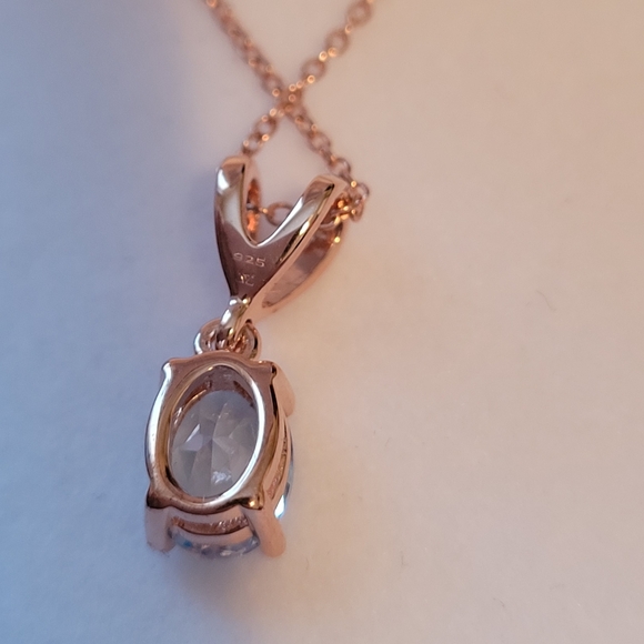 🌺Le Vian Deep Sea Ocean  Blue Topaz Oval Necklace Strawberry Gold - Picture 8 of 8